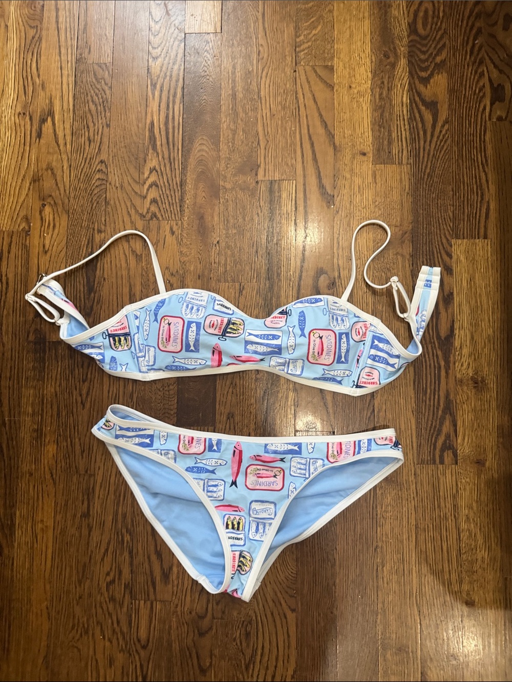 wild fable Light Blue Bikini Bottom with White Trim